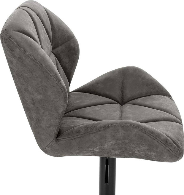 Barkruk Comfy Grijs - Met rugleuning - Stevig- Kunstleer - Set van 1 - Keuken - Barstoelen ergonomisch - Verstelbaar in hoogte - Zithoogte 60-82cm