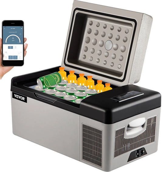 Autokoelkast - Koeler - Elektrische Koelbox - 20L - 45W - Efficiënte Koeling - Bereik: -20°C tot 20°C - Auto - Grijs