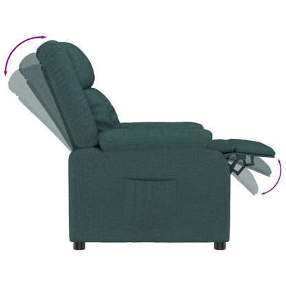 Verstelbare Fauteuil – Relaxstoel – Lounge Stoel – Leunstoel – Zithoek Stoel – Donkergroen – 3-standen Verstelbare Rugleuning en Voetsteun – Ademend en Onderhoudsvriendelijk Stofmateriaal