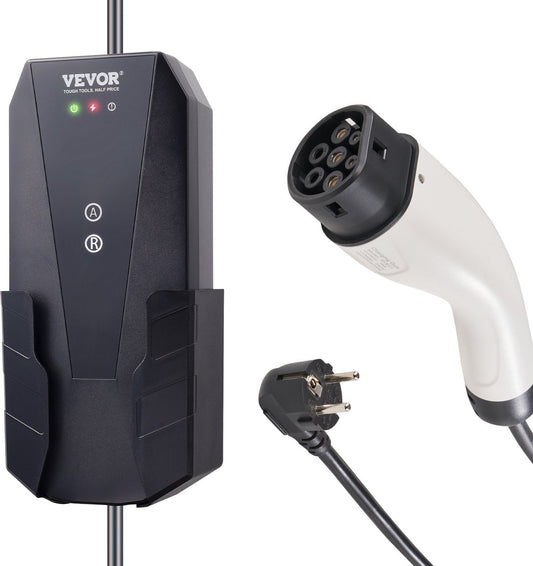 Draagbare Ev - Laadkabel - 16A - 3.68kW - Elektrische Voertuig Oplader Ev - Oplaadkabel met Type 2 -  (IEC62196) CEE 7/7 Stekker 1-Fase 8.6m - Zwart
