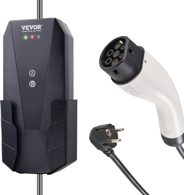 Draagbare Ev - Elektrische Voertuig Oplader Ev - Laadkabel - Oplaadkabel met Type 2 - (IEC62196) CEE 7/7 Stekker 1-Fase 8.6m - 16A - 3.68kW - Zwart