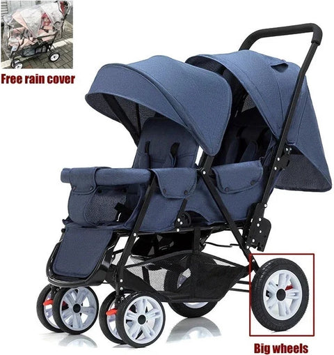 Luxe Kinderwagen - Luxe Kinderkoets - Luxe Babywagen - Luxe Baby Koets - Baby Koets - Kinderwagen - Babywagen - Kinderkoets - Inklapbaar - 3 In 1 - 9KG - Blauw - Tweeling