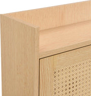 Houten Rotan Schoenenkast - Schoenenkast met 3 Schuine Deuren en 1 Lade - Massief Houten Poten en Handgrepen - Voor Smalle Ingangen - 90 x 125 x 17 cm