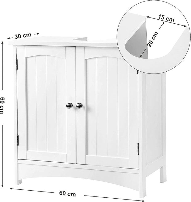 Wastafelonderkast - Zonder wastafel - Badkamermeubels - Badkamer opbergkast - 30D x 60W x 60H - Wit