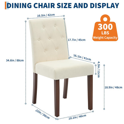 Eetkamerstoelen – Stoelen – Dining Chairs – Keukenstoelen – Zitmeubels – Beige Set van 2 – Stevig Houten Frame – Comfortabele Gevoerde Zitting