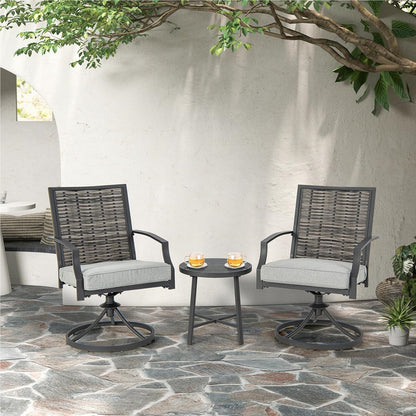 Balkonset – Tuinset – Bistroset – Loungeset – Zitgroep – 2 Draaibare Stoelen – Weerbestendig PE-Rattan