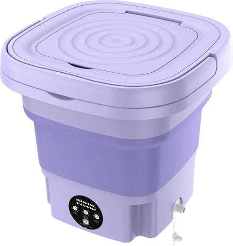 Mini Wasmachine - Compact - Energiezuinig - Opvouwbaar - 8L - Ideaal voor Studenten & camping Kamperen - 29.5x29.5x29CM - Paars