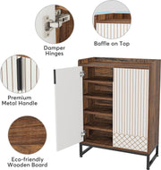 Praktisch Schoenenrek - Schoenenrek met 6 Niveaus - Schoenenkast - Schoenenrek Metaal Modern - Metaal - 73 x 35 x 105 cm - Wit en Bruin