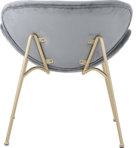 Eetkamerstoel Set van 2 – Elegante Fluwelen Stoelen - met Gouden Metalen Poten – Luxe en Comfortabel Design - voor Woonkamer - Eetkamer en Lounge – Grijs