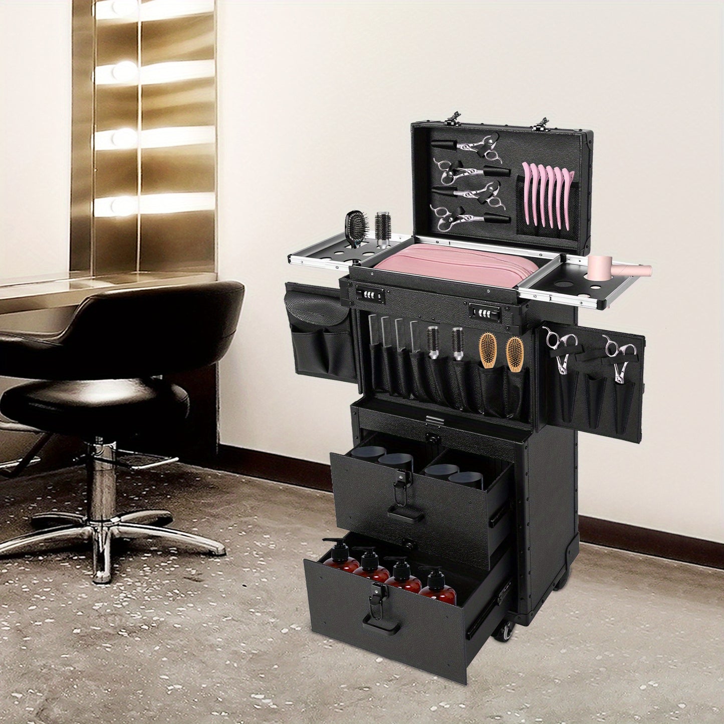 Hairdressing Tool Kit Salon Hairdressing storage cabinet, For Storing Hair Clips, Hair Dryers, Straighteners, And Other Hairdressing Tools, Or For Storing Jewelry, Toiletries, Shaving Tools, Etc