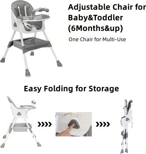 Kinderstoel - Babystoel - Baby stoel - Baby eetstoel - babystoel voor aan tafel - Opvouwbaar - Verstelbaar - Met speelboog - Roze