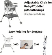 Kinderstoel - Babystoel - Baby stoel - Baby eetstoel - babystoel voor aan tafel - Opvouwbaar - Verstelbaar - Met speelboog - Khaki/Beige