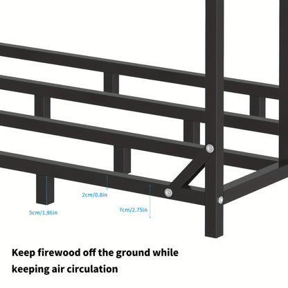 Versterkte Houten Stapelrek – Buiten, Zware Staalconstructie – Robuuste Houtopslag voor Open Haard of Tuin