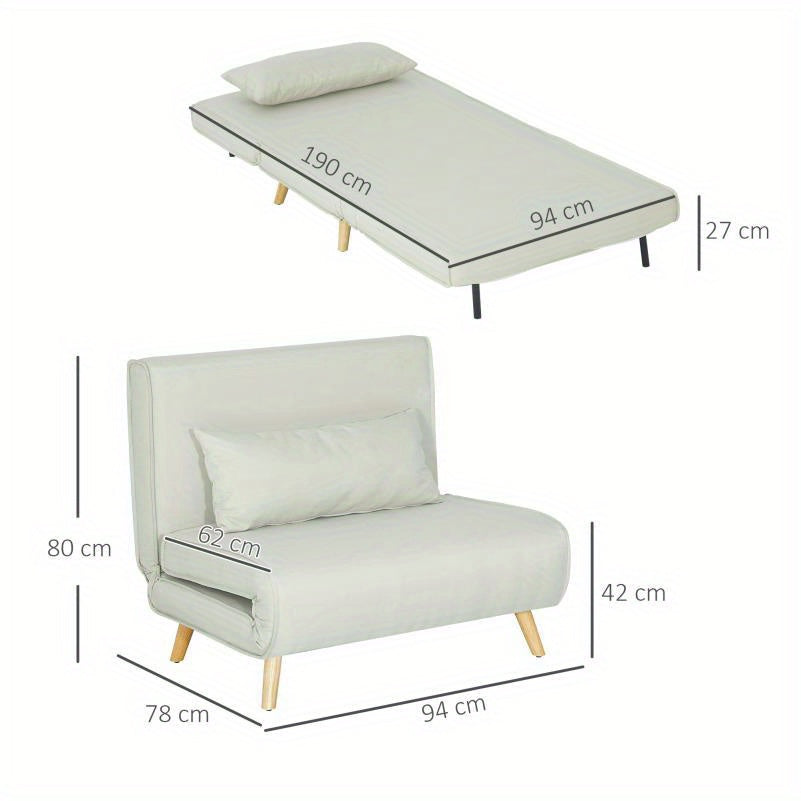 Slaapbank – Opklapbare Sofa – Bedbank – Logeerbed – Relaxstoel – Verstelbare Rugleuning – Linnen Bekleding – Stevig Roestvrijstalen Frame