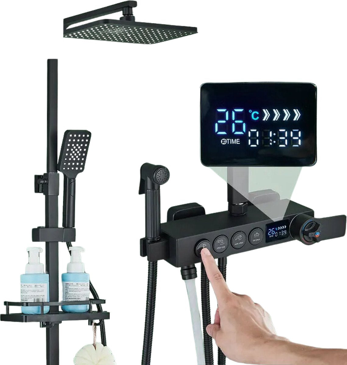 Black Bathroom Shower Faucet Set - Shower Faucet - Smart Digital Display - Shower Mixer - Shower Head