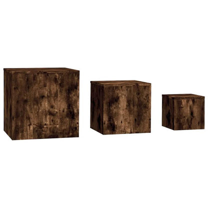 Side tables 3pcs. Smoking oak wood material Practical and sturdy, Bedroom Storage, Small Space Solution, Sleek Furniture, Stylish Decor, Quality Craftsmanship, Durable Material, Multipurpose Tables, Furniture Shoppers, Apartm