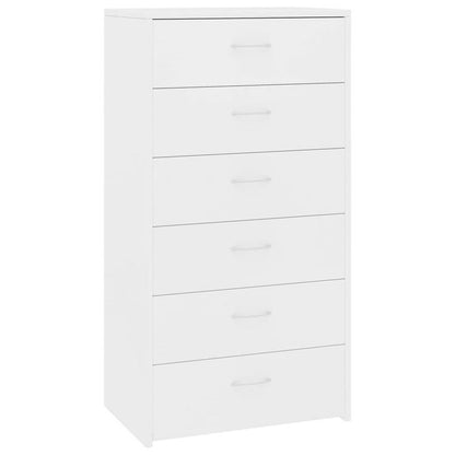 Dressoir – Ladekast – Opbergkast – Buffetkast – Kast – Wit Hout – 6 Ruime Lades – Compact 50x34x96 cm