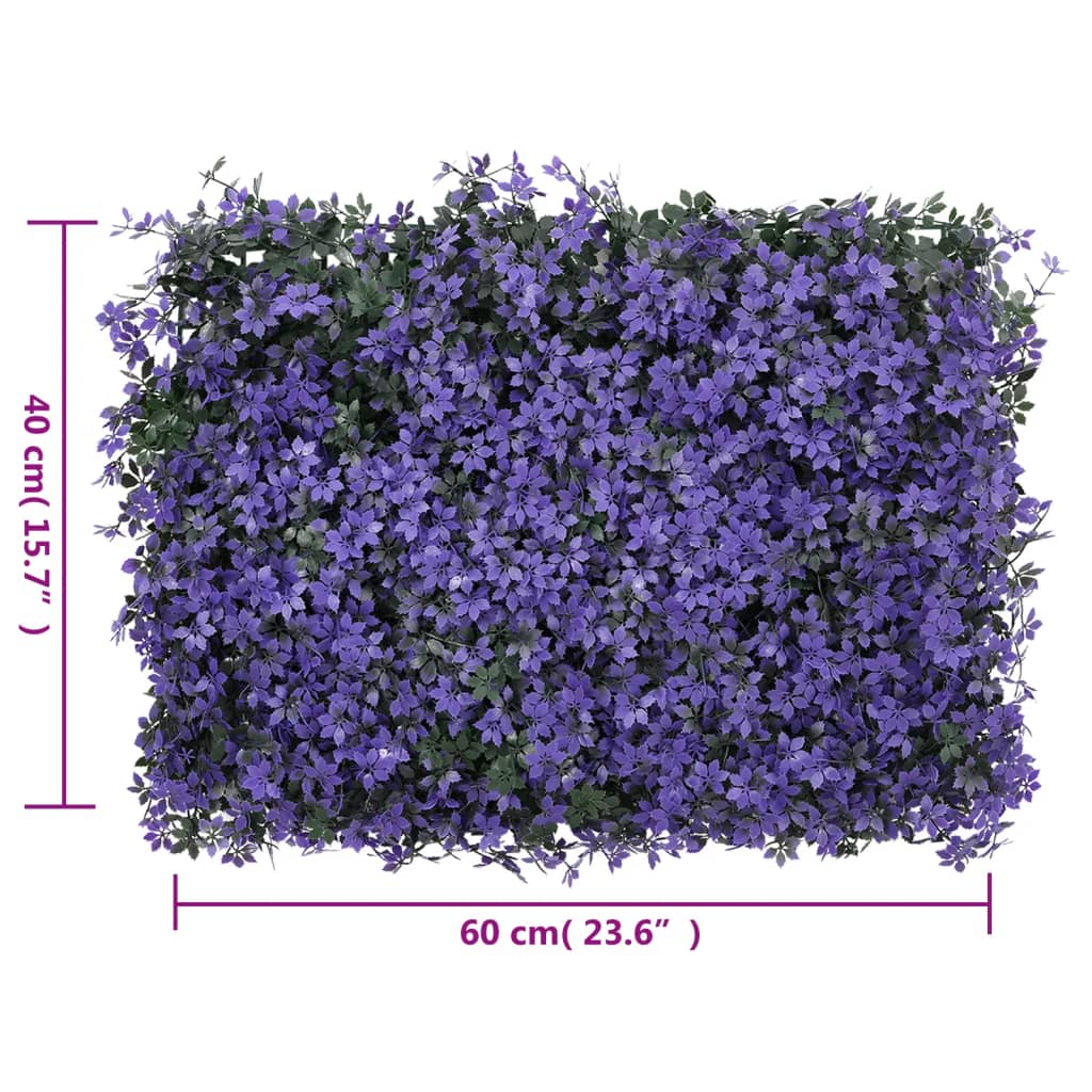 Kunsthaag – Kunstbladhangpanelen – Kunstplanten – Namaakplant – Tuinscherm – 24 stuks 40x60 cm – Weerbestendig PE-materiaal – Realistisch paars groen