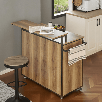 Keukenkast – Keukeneiland – Buffetkast – Opbergkast – Keukenmeubel – Hout – Met 3 Laden & 2 Deuren – Met Wielen & Handdoekhouder – 113x69x106 cm