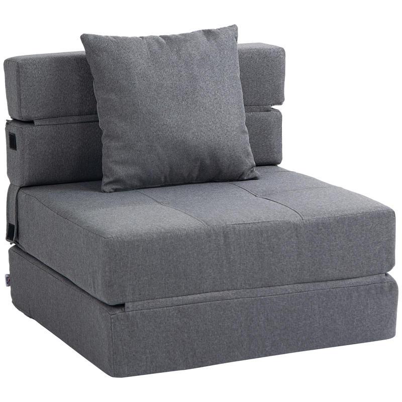 Relaxfauteuil – Slaapstoel – Loungestoel – Zetel – Fauteuil – Multifunctioneel – Donkergrijs – Foamgepolsterd – Afneembare Hoes