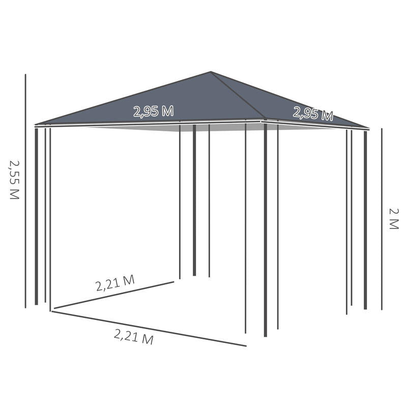 Garden gazebo 2.95 x 2.95m gazebo garden tent marquee party tent steel polyester grey, Garden Pavilion, Outdoor Shelter, Modern Gazebo, Openair Design, Event Canopy, Party Shelter, Garden Lovers, Party Hosts