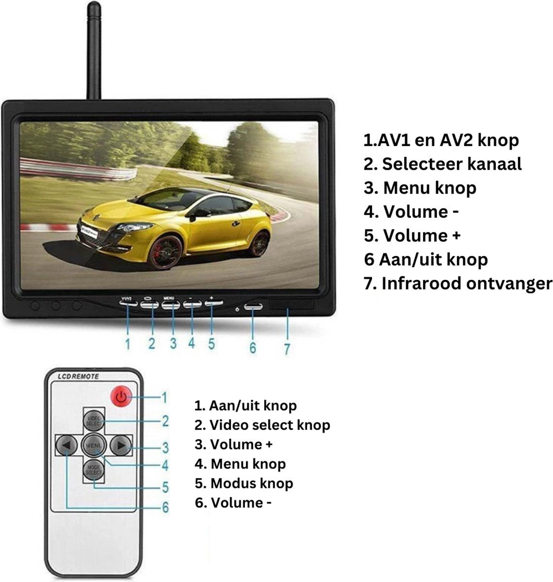 Achteruitrijcamera PRO Draadloos - Parkeersensoren - Vrachtwagens - Bussen - Bestelwagens - 2 Camera's - 12/24V - Nachtzicht