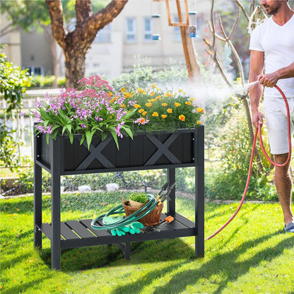Verhoogd Plantenbed – Bloembak – Kruidenbak – Tuinbak – Plantenbak – Met Opbergruimte – Duurzaam HIPS Materiaal – Ergonomische Werkhoogte 73 cm