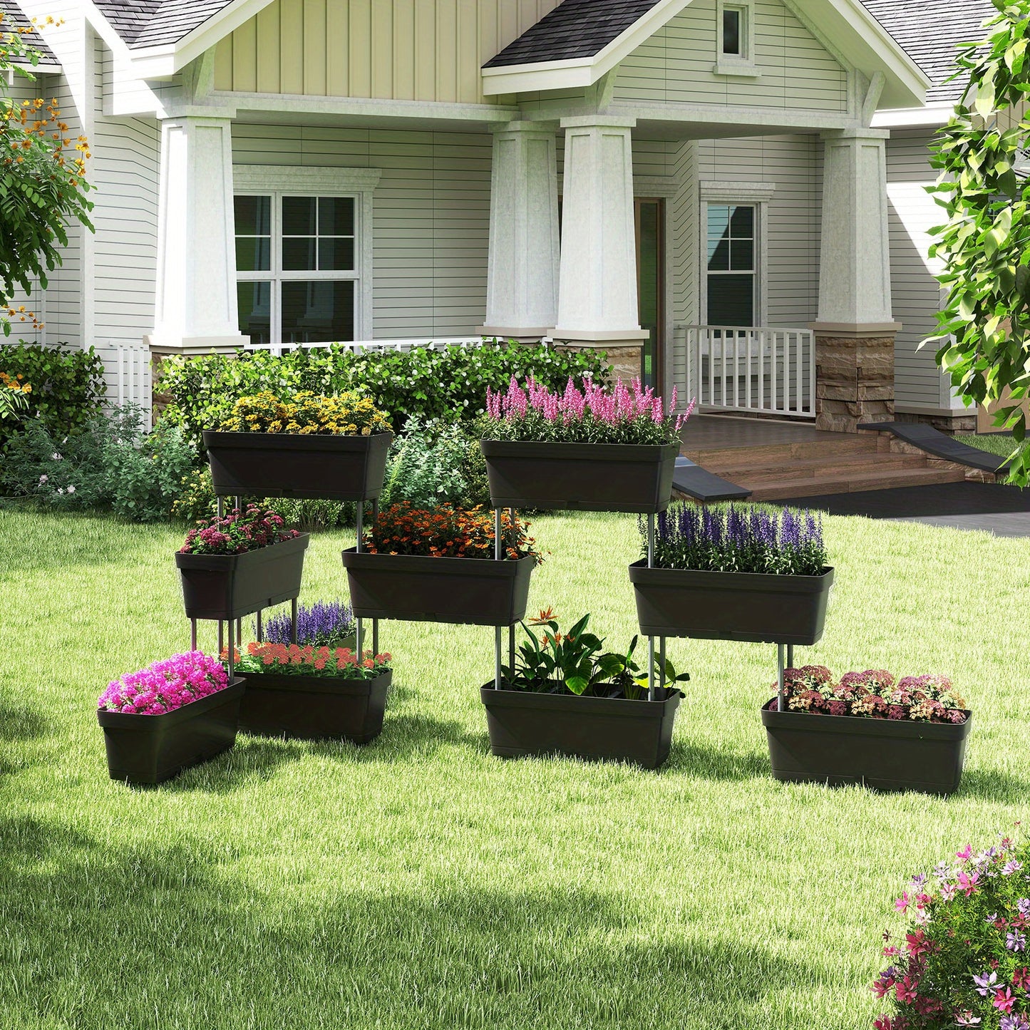 Verticale Plantenbak – Stapelbare Bloembak – Moestuinbak – Balkonkast – Plantentoren – Weerbestendig PP – 6 Stuks Compact Modular