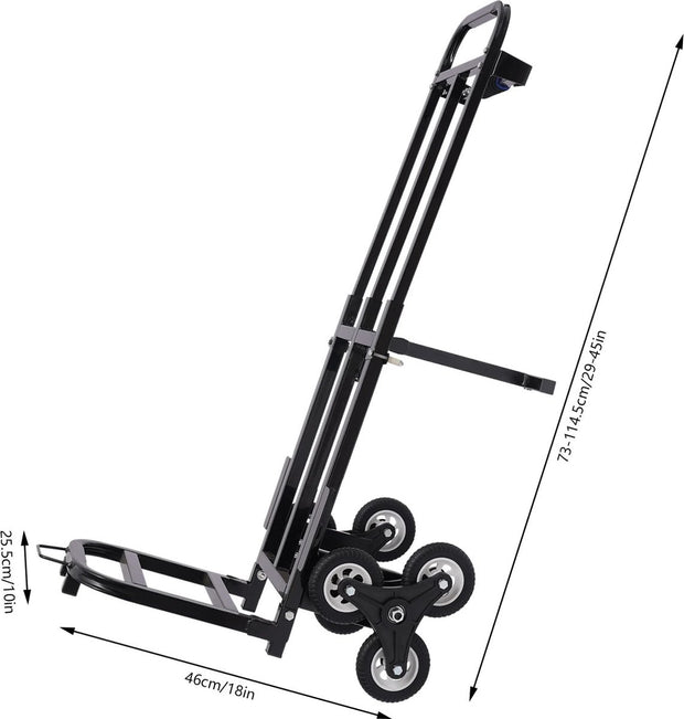 Transportkar - Trap Klimkar - Steekwagen - Draagbare Trap Klimmer - Voor Zware Voorwerpen - Tot 150kg - Zwart