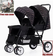 Luxe Kinderwagen - Luxe Kinderkoets - Luxe Babywagen - Luxe Baby Koets - Baby Koets - Kinderwagen - Babywagen - Kinderkoets - Inklapbaar - 3 In 1 - 9KG - Zwart - Tweeling