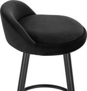 Barkruk – Barkrukken Set van 2 – Barkruk met Rugleuning – Bar Stool –Zitvlak Fluweel- Barkrukken met Voetensteun –  Zithoogte 69,5 cm -  Black Velvet