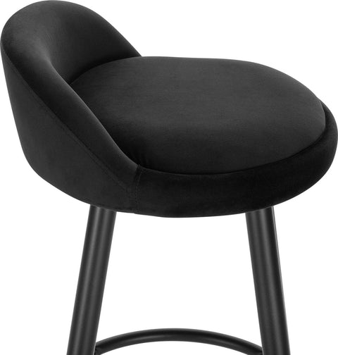 Barkruk – Barkrukken Set van 2 – Barkruk met Rugleuning – Bar Stool –Zitvlak Fluweel- Barkrukken met Voetensteun –  Zithoogte 69,5 cm -  Black Velvet