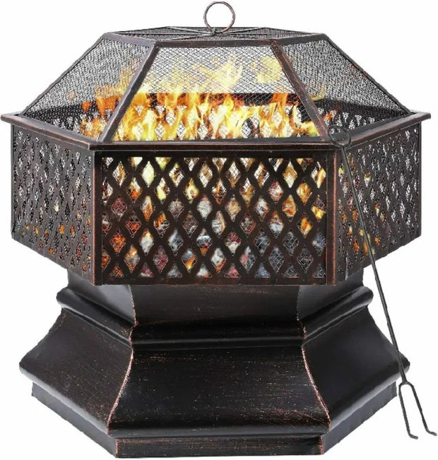 Vuurpot en BBQ - 28 inch - Buiten Stalen Vuurpot - Met Brandvertragende Mesh - Buiten - Barbecue