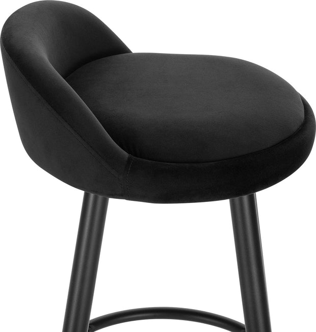 Barkruk – Barkrukken Set van 2 – Barkruk met Rugleuning – Bar Stool –Zitvlak Fluweel- Barkrukken met Voetensteun –  Zithoogte 69,5 cm - Anthracite Leather