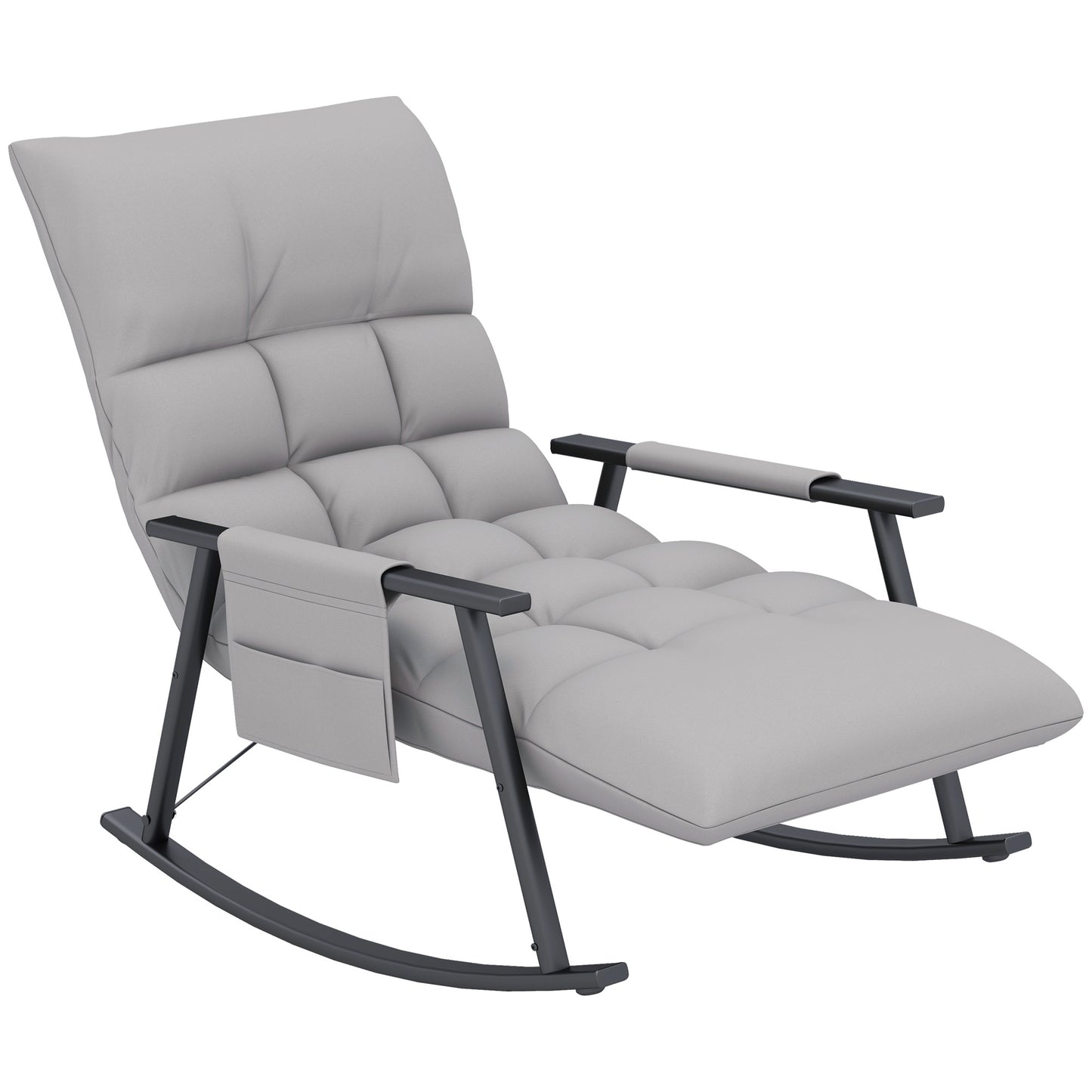 Relaxstoel – Schommelstoel – Relaxfauteuil – Lounge Chair – Relaxzetel – Grijs – Verstelbare Rugleuning en Voetsteun – Comfortabele Microfiber Bekleding