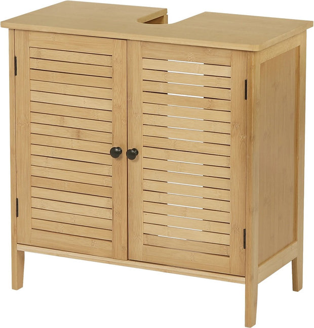 Wastafel Meubel - Badkamer Kastje Onder Wastafel - Wastafelonderkasten - Wastafel Onderkast Met Uitsparing - 60X30X60Cm - Bamboe