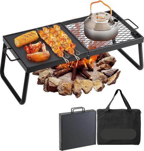 Houtskool Grill - Inklapbare Tafel Grill - 570 x 285 x 230mm - 6kg inhoud - Draagbare Reis Grill - Buiten Camping Grill - 300 °C - Grillrooster + Grillplaat - voor tuinfeestjes, picknicks, patio
