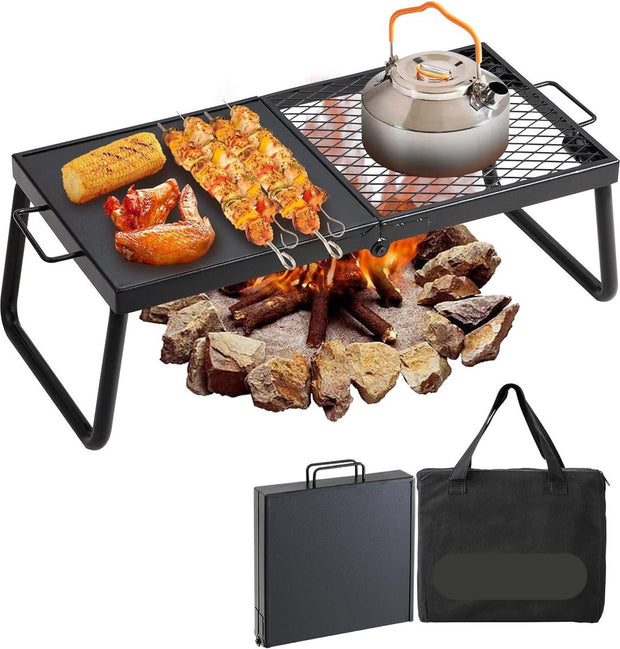Houtskool Grill - Inklapbare Tafel Grill - 570 x 285 x 230mm - 6kg inhoud - Draagbare Reis Grill - Buiten Camping Grill - 300 °C - Grillrooster + Grillplaat - voor tuinfeestjes, picknicks, patio