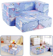 Kinder speelbank - Modulaire Speelbank - Kinderzetel - Wasbaar - Schuimkussen - Hutten bouwen - Fleece - Dino thema