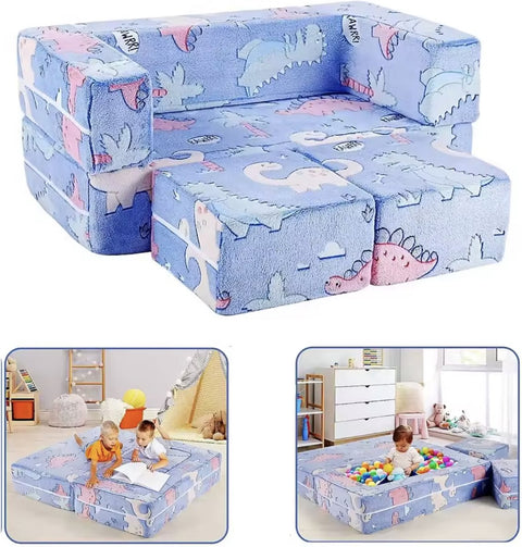 Kinder speelbank - Modulaire Speelbank - Kinderzetel - Wasbaar - Schuimkussen - Hutten bouwen - Fleece - Dino thema