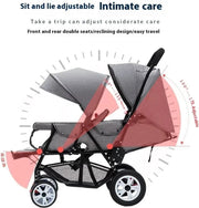 Luxe Kinderwagen - Luxe Kinderkoets - Luxe Babywagen - Luxe Baby Koets - Baby Koets - Kinderwagen - Babywagen - Kinderkoets - Inklapbaar - 3 In 1 - 9KG - Blauw - Tweeling