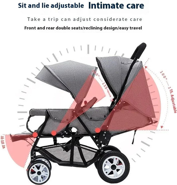 Luxe Kinderwagen - Luxe Kinderkoets - Luxe Babywagen - Luxe Baby Koets - Baby Koets - Kinderwagen - Babywagen - Kinderkoets - Inklapbaar - 3 In 1 - 9KG - Rood - Tweeling