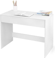 100 cm desk with drawer, suitable as computer desk, dressing table or work table for home or small office. Colour: white.