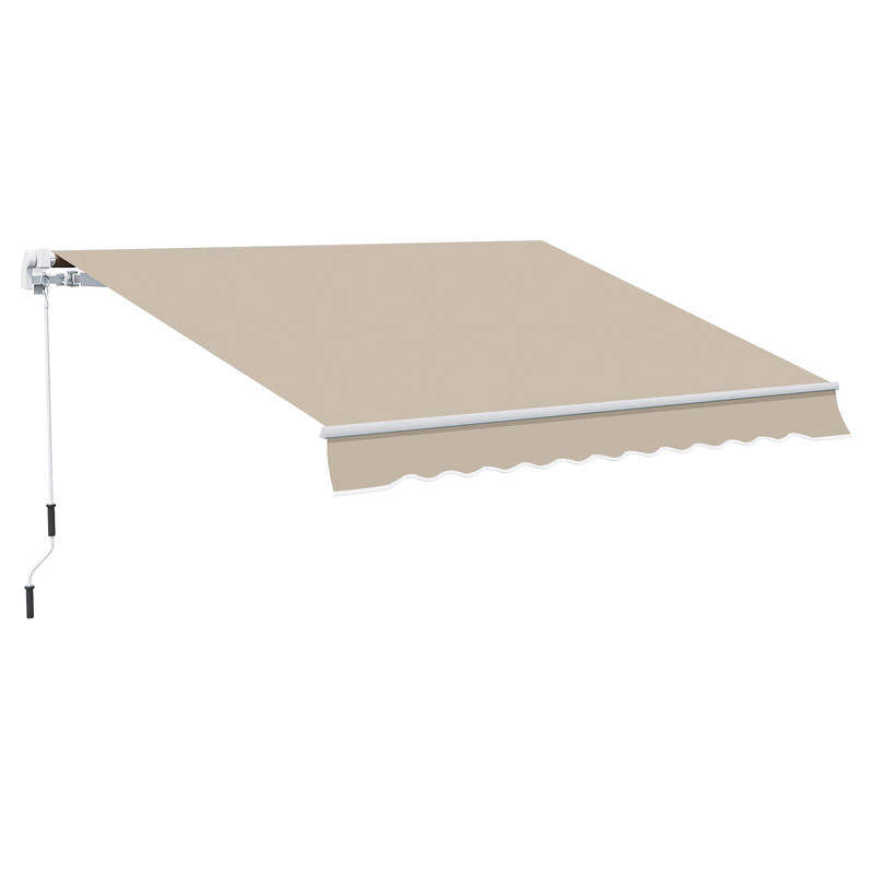 Uitschuifbare Zonwering – Terrasoverkapping – Buitenluifel – Zonnescherm – Balkonzonwering – Met Handcrank – Stevig Metaalframe – Polyester Doek – 3,95 x 2,45 m – Weerbestendig & Compact Designs