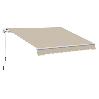 Uitschuifbare Zonwering – Terrasoverkapping – Buitenluifel – Zonnescherm – Balkonzonwering – Met Handcrank – Stevig Metaalframe – Polyester Doek – 3,95 x 2,45 m – Weerbestendig & Compact Designs