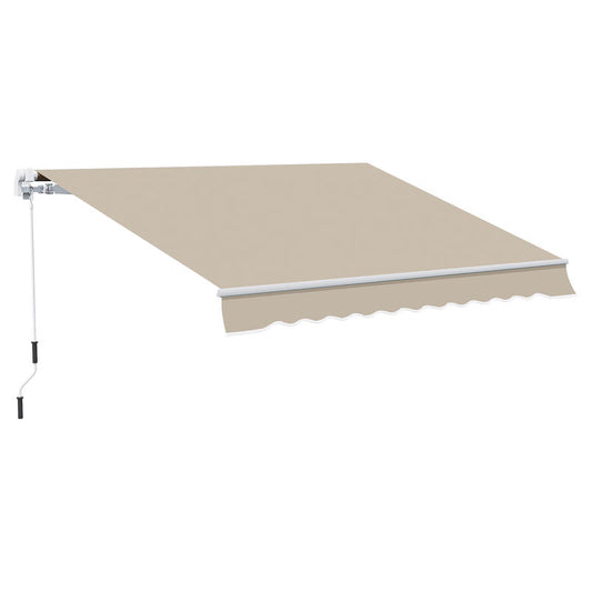 Uitschuifbare Zonwering – Terrasoverkapping – Buitenluifel – Zonnescherm – Balkonzonwering – Met Handcrank – Stevig Metaalframe – Polyester Doek – 3,95 x 2,45 m – Weerbestendig & Compact Designs