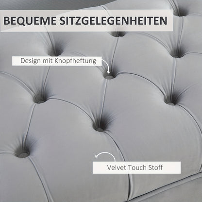 Bankje – Zitbank – Poef – Hocker – Velvet Gestoffeerd – Lichtgrijs – Gouden Metalen Poten – 118x45x42 cm – Zachte Comfortabele Zitting