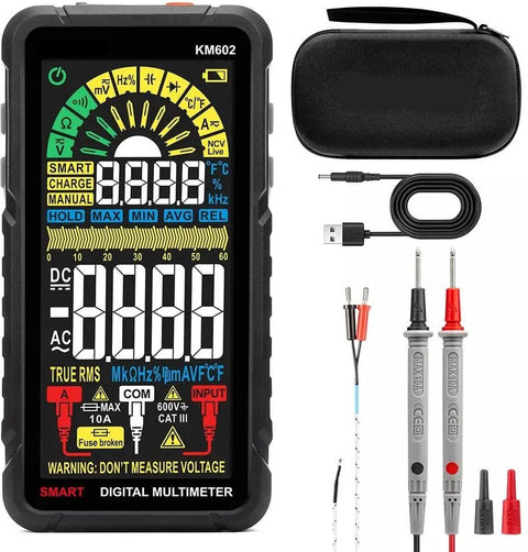 Digitale Multimeter Pro 602 - Oplaadbaar - Spanning Meter -AC/DC - Slimme Modus - True-RMS Functie - Dubbele Beveiliging - Meet Accessoires