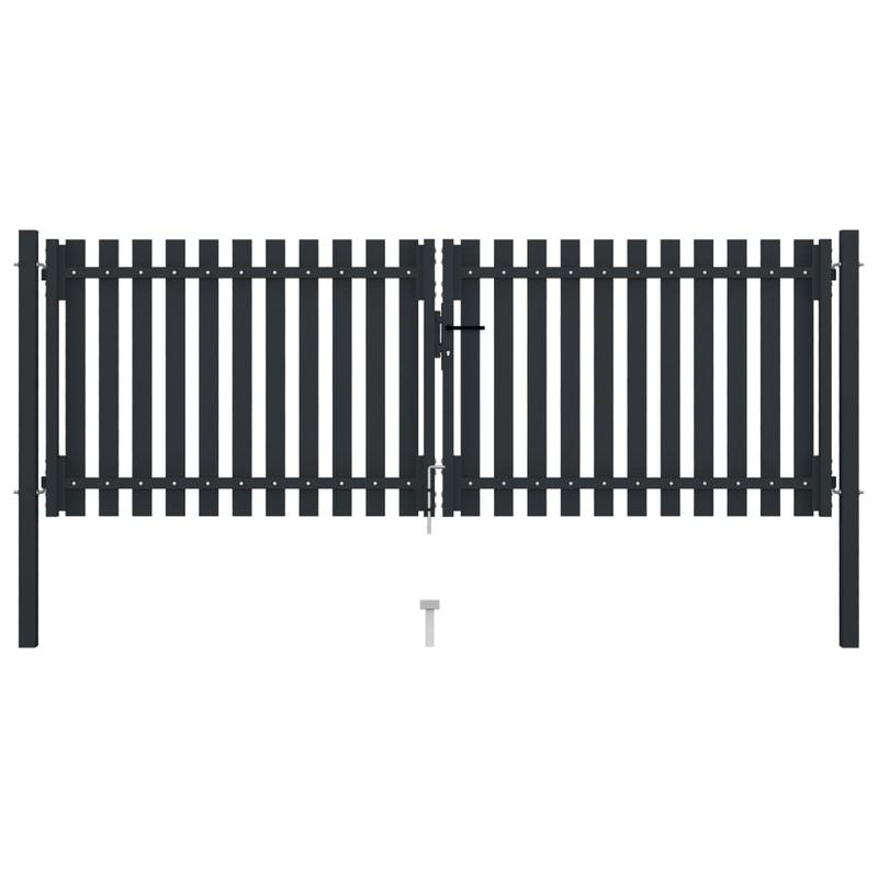 Dubbele Schuifpoort – Dubbele Vleugelpoort – Stalen Poort – Tuinpoort – Vleugelpoort Antraciet – Weerbestendig Staal – 306x150 cm Groot