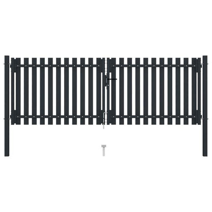 Dubbele Schuifpoort – Dubbele Vleugelpoort – Stalen Poort – Tuinpoort – Vleugelpoort Antraciet – Weerbestendig Staal – 306x150 cm Groot